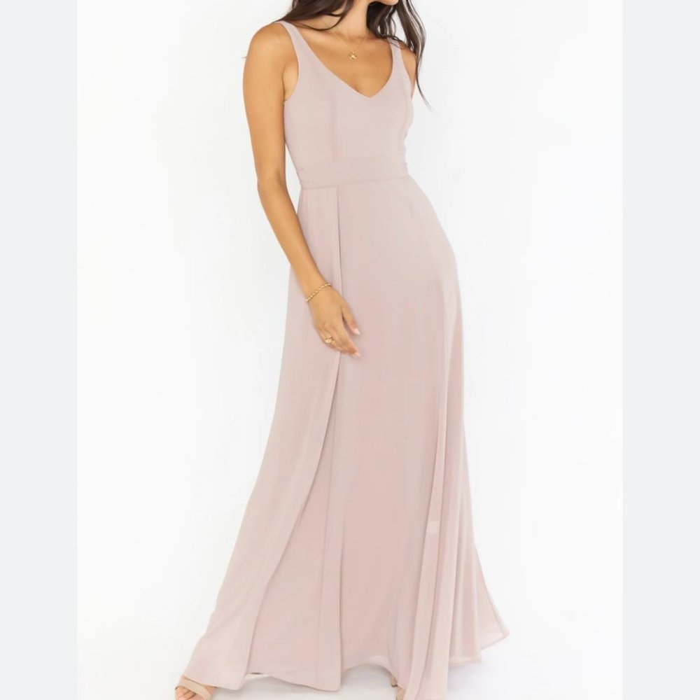 Show Me Your Mumu Jenn Maxi Dress In Dusty Blush Chiffon Size Small